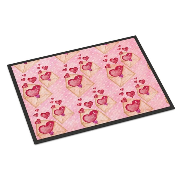 Carolines Treasures Watercolor Pink Love Letter Indoor or Outdoor Mat, 18 x 27 in. BB7568MAT - main
